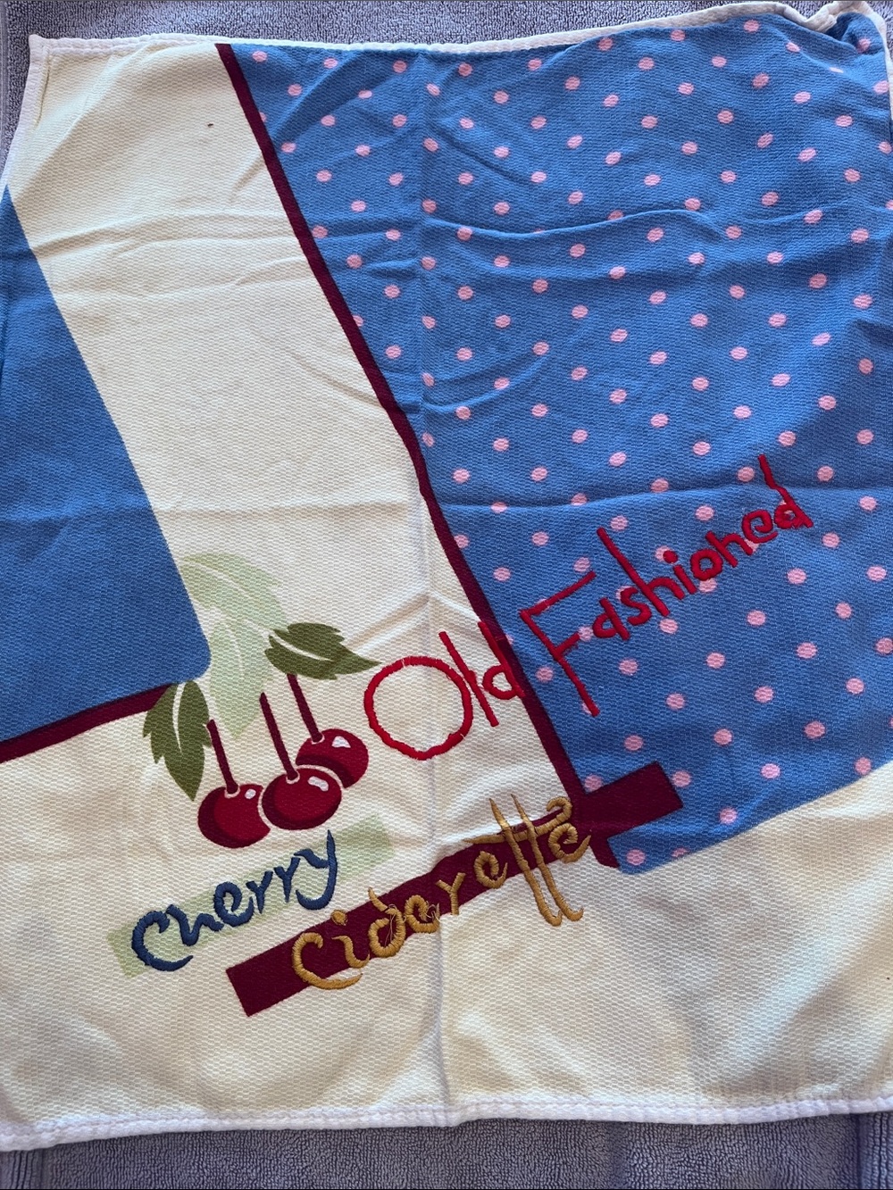 Cherry Old Fashioned Dish Towel Embroidered Kitchen Towel Cottagecore Retro